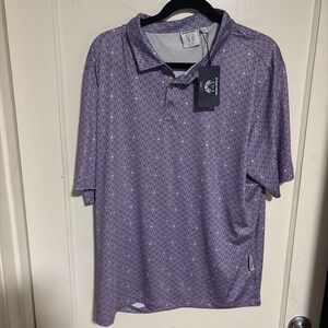 FORAY Golf The Trophy Collection Men's Large  Shirt Polo Purple Geometric